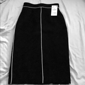 Navy midi pencil skirt